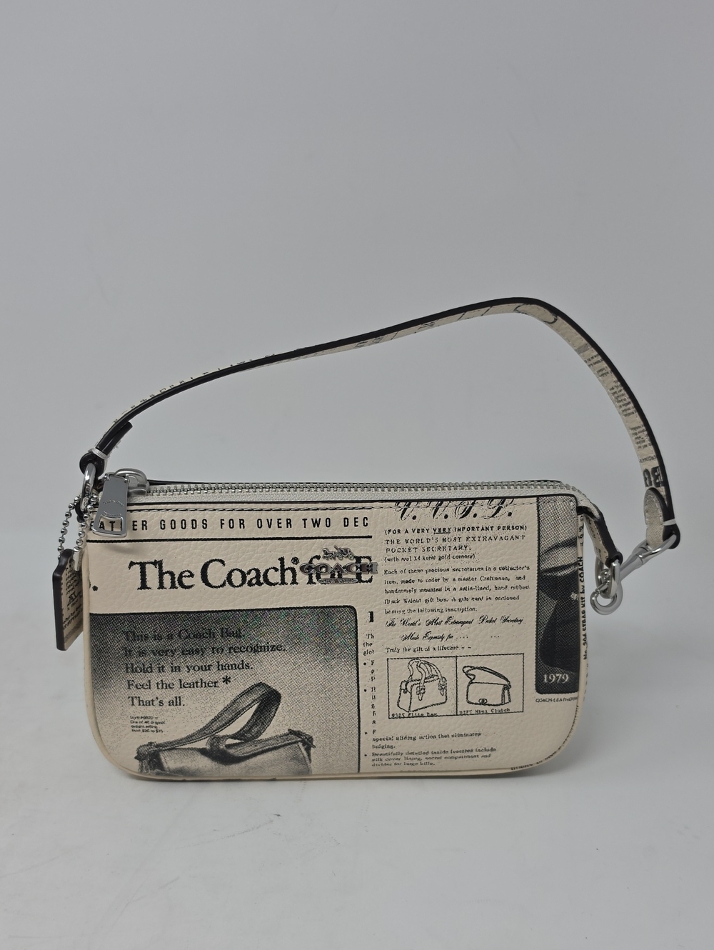 Coach Nolita Newspaper-Print Belt Bag in Cream and Black Mini Bag